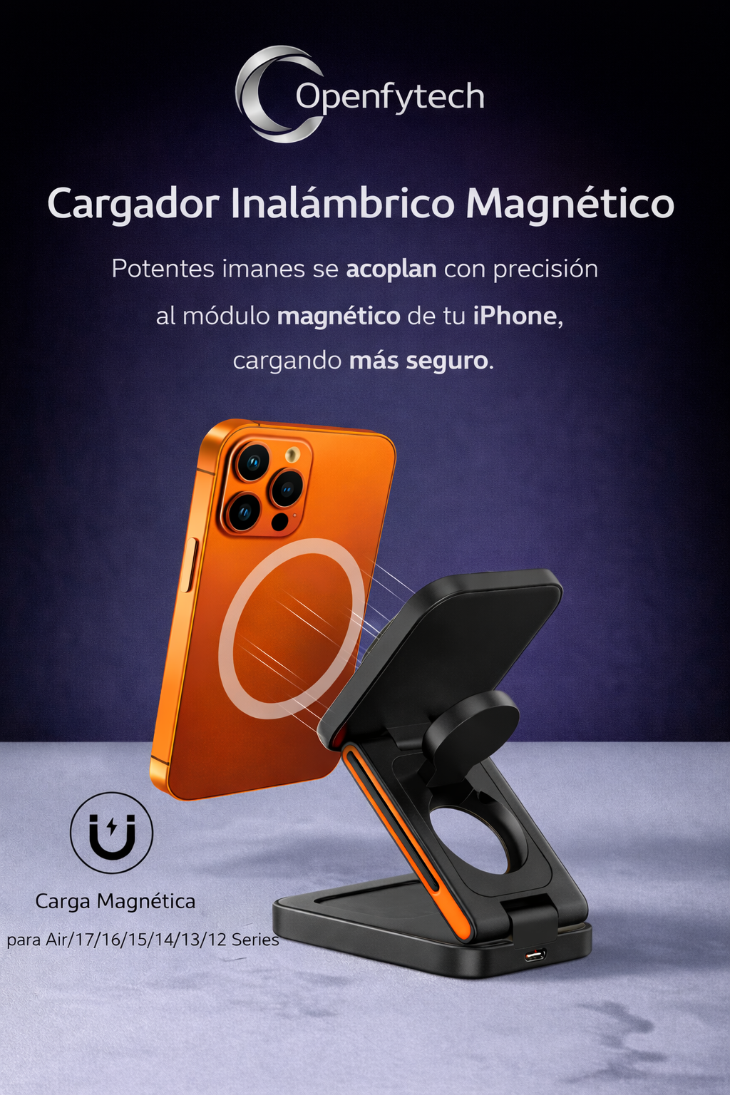Estacion de carga rapida inalámbrica portátil 3 en 1 modelo 2026 para Apple