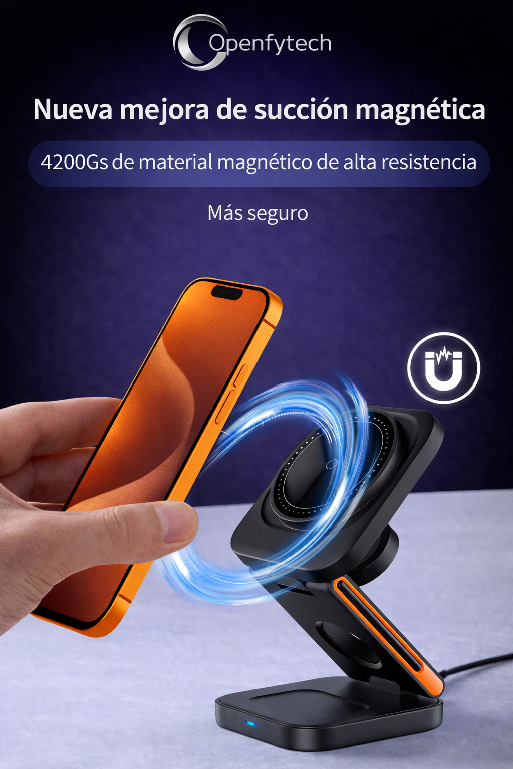 Estacion de carga rapida inalámbrica portátil 3 en 1 modelo 2026 para Apple