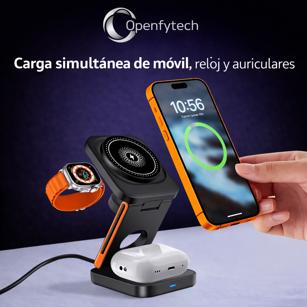 Estacion de carga rapida inalámbrica portátil 3 en 1 modelo 2026 para Apple