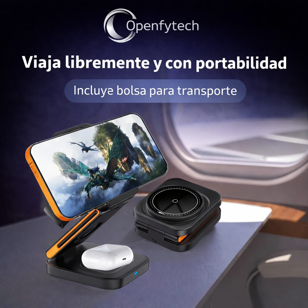 Estacion de carga rapida inalámbrica portátil 3 en 1 modelo 2026 para Apple