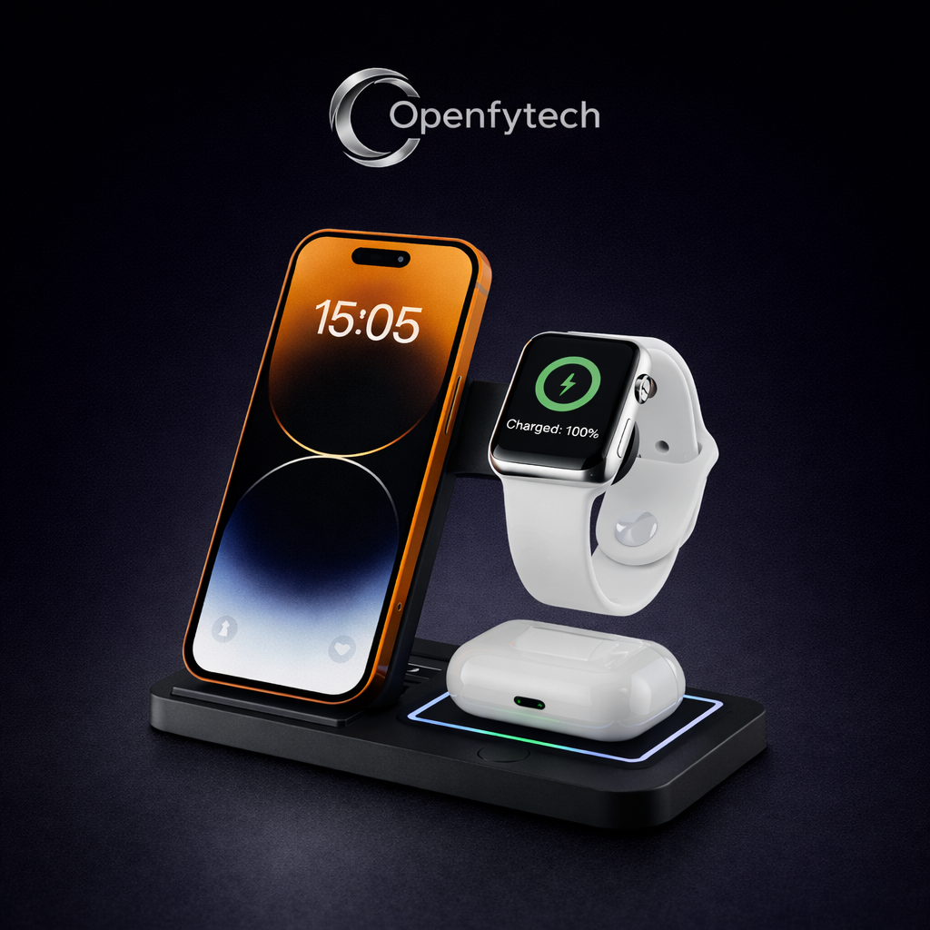 Estación de carga 3 en 1 multidispositivo rápida inalámbrica portátil