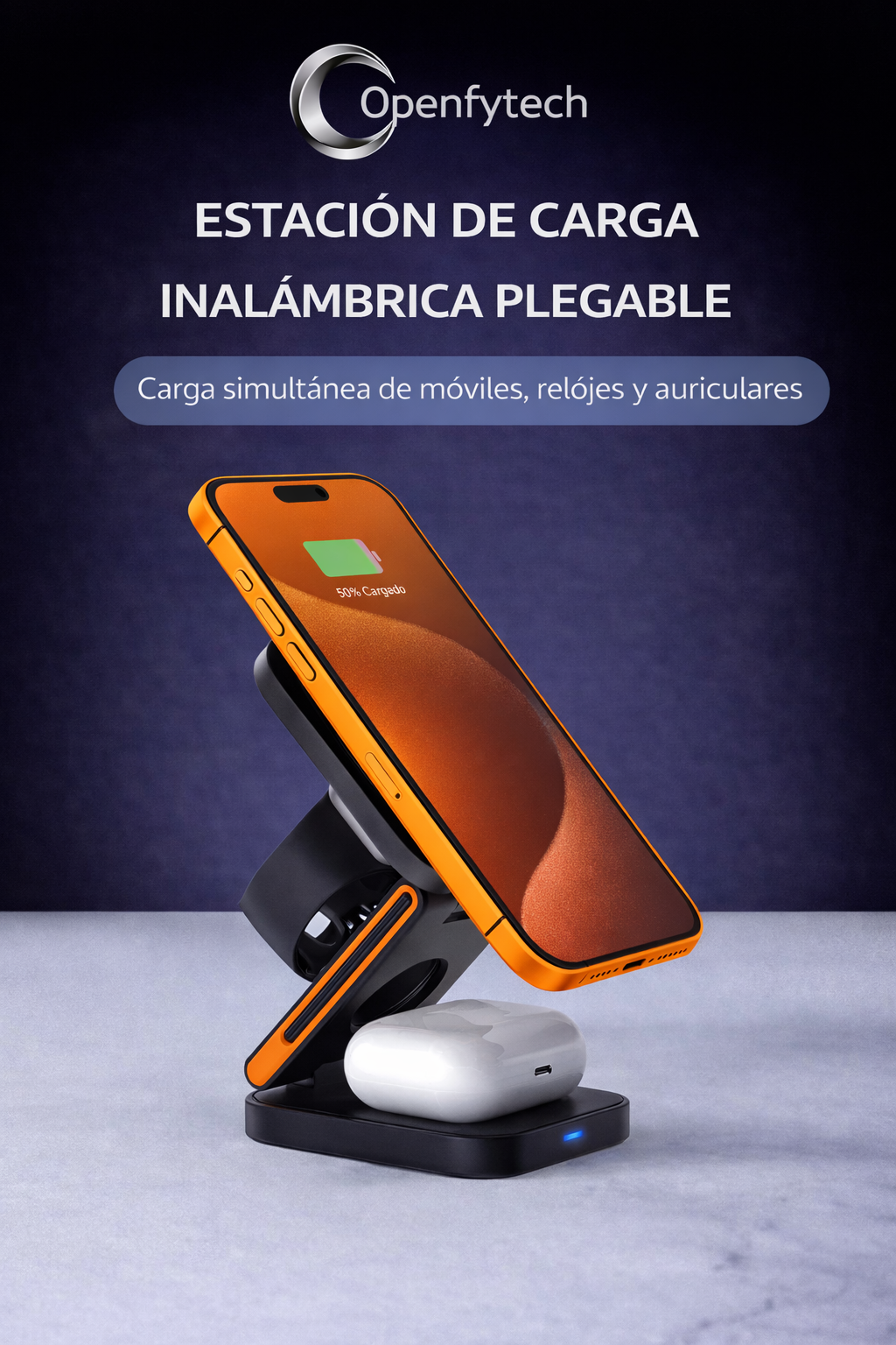 Estacion de carga rapida inalámbrica portátil 3 en 1 modelo 2026 para Apple